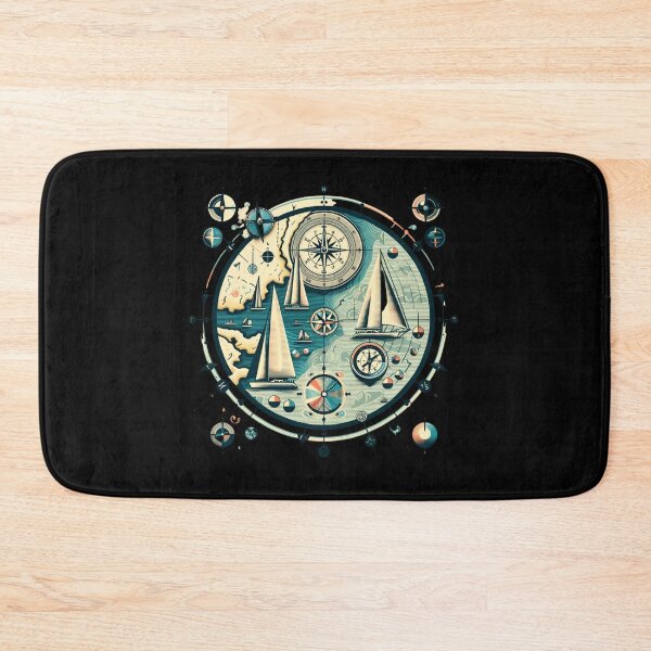 Item preview, "Vintage Nautical Map with Sailboat Race Routes Illustration" designed and sold by ChromaticBlend.