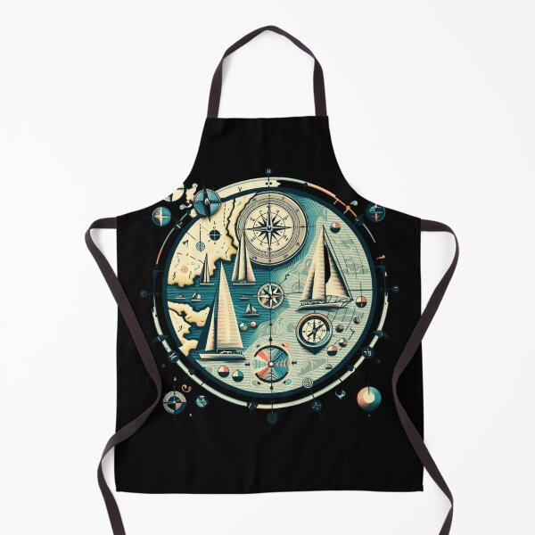 Item preview, "Vintage Nautical Map with Sailboat Race Routes Illustration" designed and sold by ChromaticBlend.