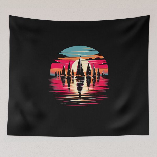 Item preview, "Serene Sunset Sailboat Race Illustration" designed and sold by ChromaticBlend.