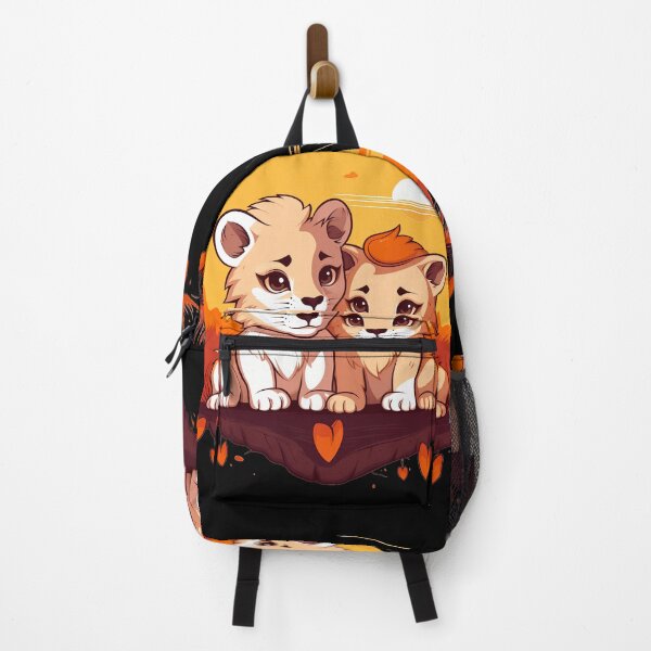 Item preview, Adorable kawaii lion cubs in love illustration designed and sold by NBSStore.