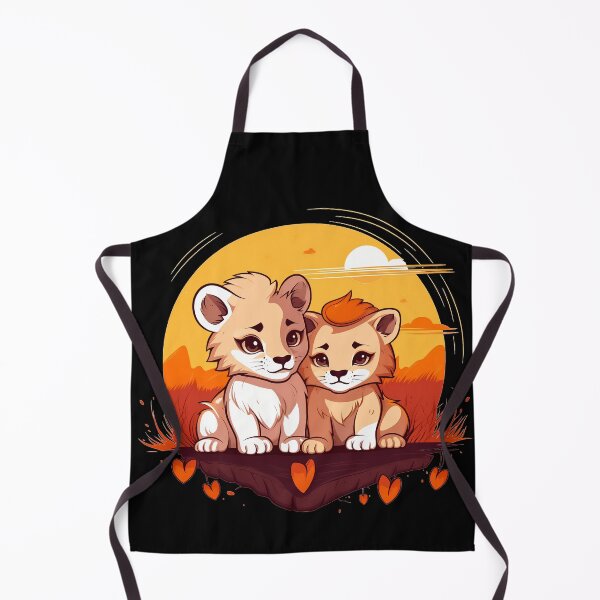 Item preview, Adorable kawaii lion cubs in love illustration designed and sold by NBSStore.