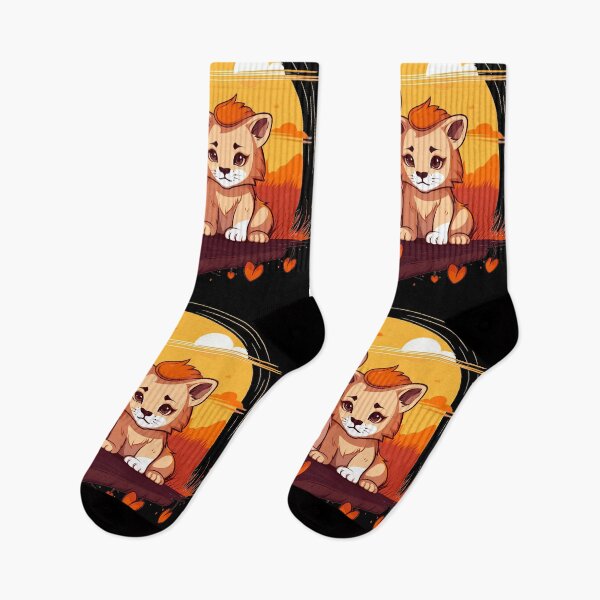 Item preview, Adorable kawaii lion cubs in love illustration designed and sold by NBSStore.