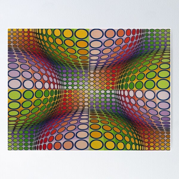 Victor Vasarely Posters Psychedelic Canvas Painting Black White Wall Art Victor  Vasarely Print Creative Pictures For Home Decor 40x60cmx1 Without Frame :  : Home & Kitchen