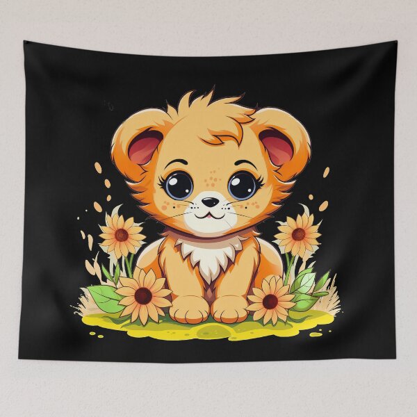Item preview, Adorable little young kawaii lion cub illustration designed and sold by NBSStore.