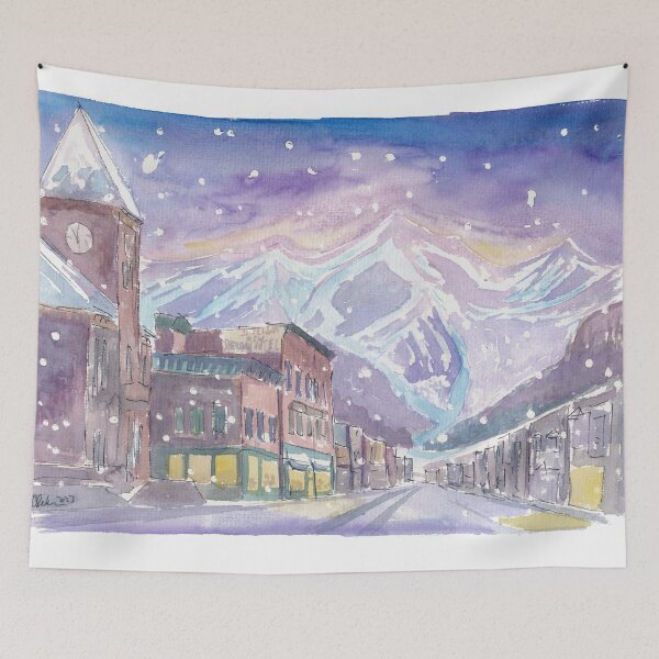Item preview, Winter in Telluride Co with romantic Snowfall and Nightly Dawn designed and sold by artshop77.