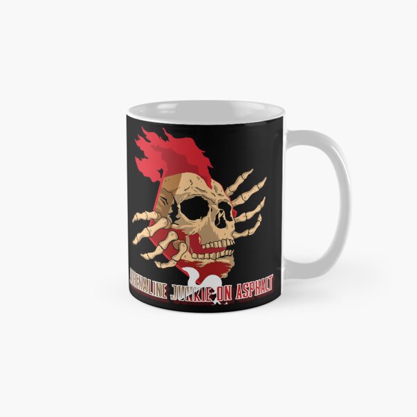 Item preview, Adrenaline Junkie On Asphalt Skull Skeleton Fast Cars Speed Racetrack Bikes Street Racing Racer designed and sold by CarantinedChaos.