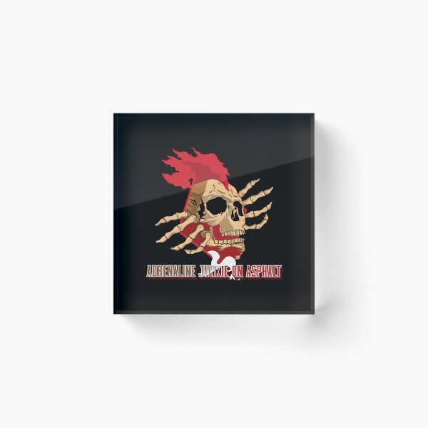 Item preview, Adrenaline Junkie On Asphalt Skull Skeleton Fast Cars Speed Racetrack Bikes Street Racing Racer designed and sold by CarantinedChaos.