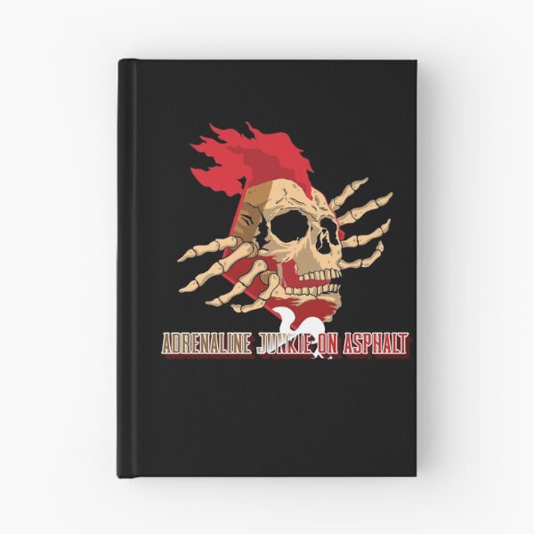 Item preview, Adrenaline Junkie On Asphalt Skull Skeleton Fast Cars Speed Racetrack Bikes Street Racing Racer designed and sold by CarantinedChaos.