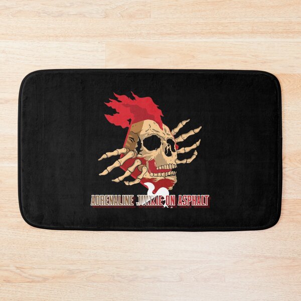 Item preview, Adrenaline Junkie On Asphalt Skull Skeleton Fast Cars Speed Racetrack Bikes Street Racing Racer designed and sold by CarantinedChaos.