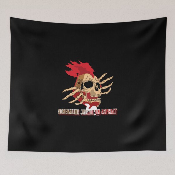 Item preview, Adrenaline Junkie On Asphalt Skull Skeleton Fast Cars Speed Racetrack Bikes Street Racing Racer designed and sold by CarantinedChaos.