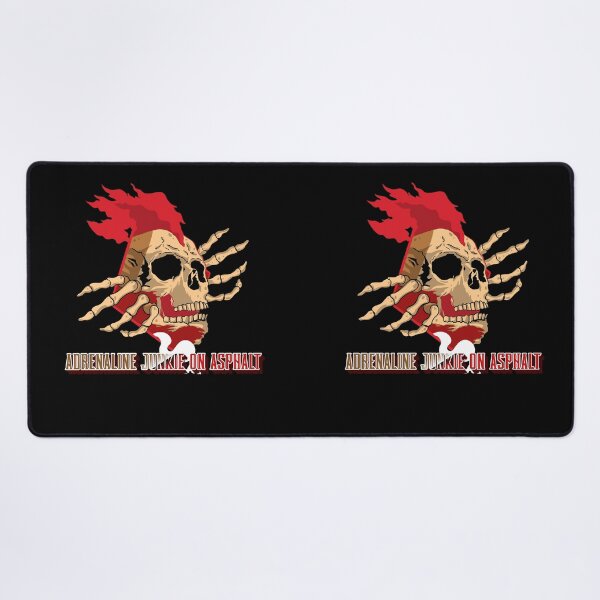 Item preview, Adrenaline Junkie On Asphalt Skull Skeleton Fast Cars Speed Racetrack Bikes Street Racing Racer designed and sold by CarantinedChaos.