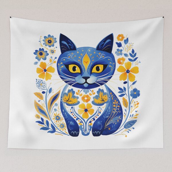 Item preview, Ukraine Cat Floral Vintage Ukrainian Flag Vyshyvanka Style designed and sold by SecretDicer.