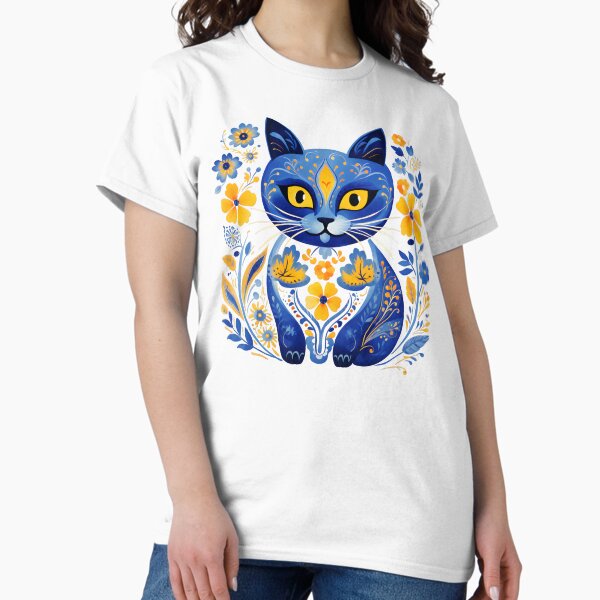 Item preview, Ukraine Cat Floral Vintage Ukrainian Flag Vyshyvanka Style designed and sold by SecretDicer.