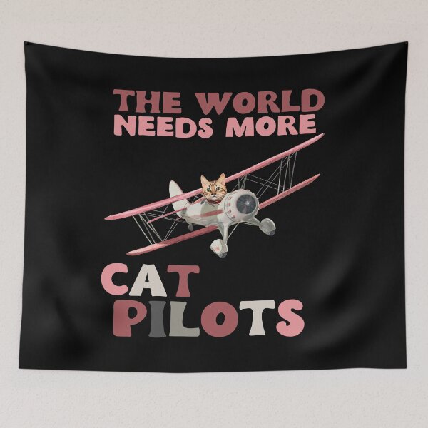 Item preview, The world needs more cat pilots - pink designed and sold by youraircraftart.