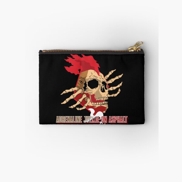 Item preview, Adrenaline Junkie On Asphalt Skull Skeleton Fast Cars Speed Racetrack Bikes Street Racing Racer designed and sold by CarantinedChaos.