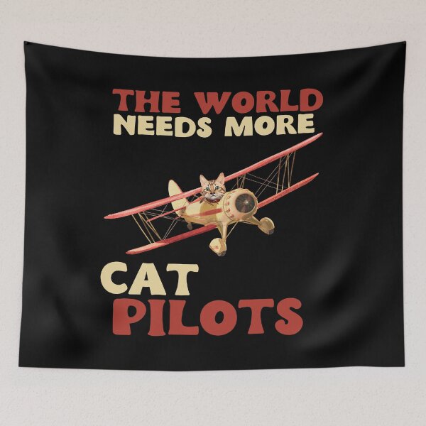 Item preview, The world needs more cat pilots - red designed and sold by youraircraftart.