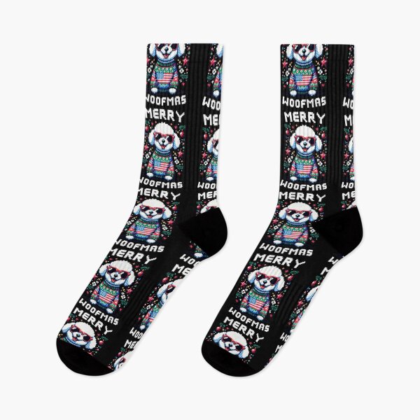 Item preview, Happy Bichon Friese Dog in Ugly Christmas USA flag Festive Sweater | Merry Woofmas | designed and sold by TheMostLikely.