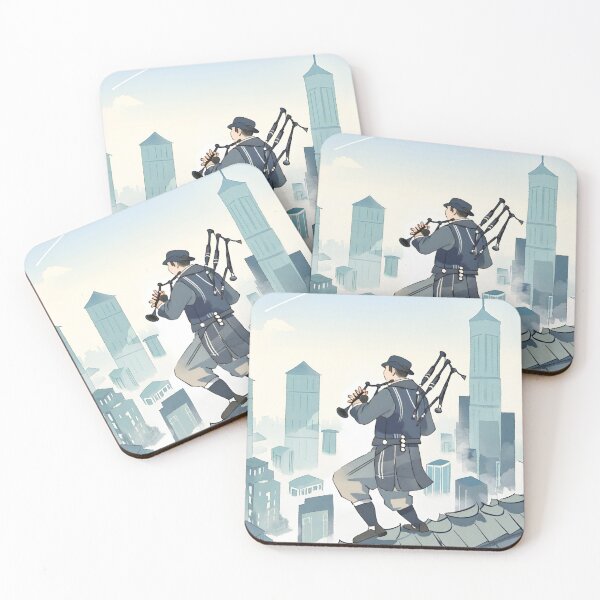 Item preview, Gentleman playing bagpipes on roof designed and sold by LTI-Stickers.