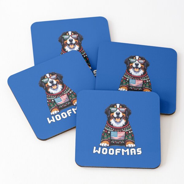 Item preview, Merry Woofmas | Happy Patriotic Bernese Mountain Dog in Ugly Christmas USA flag Festive Sweater designed and sold by TheMostLikely.