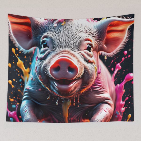 Aperçu de l'œuvre Cute Happy Baby Pig Paint Splash créée et vendue par TheArtOfPat.