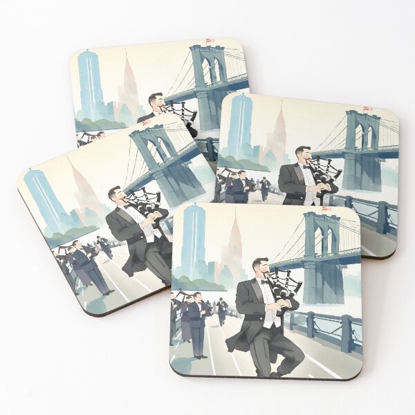 Item preview, Gentleman playing bagpipes on a bridge designed and sold by LTI-Stickers.