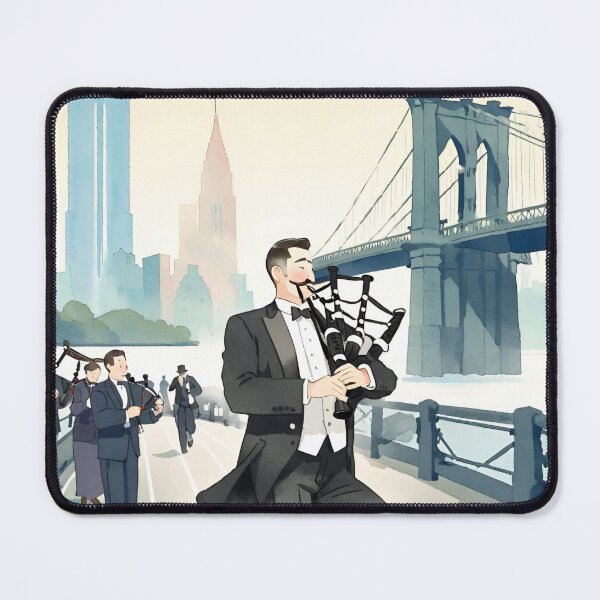 Item preview, Gentleman playing bagpipes on a bridge designed and sold by LTI-Stickers.