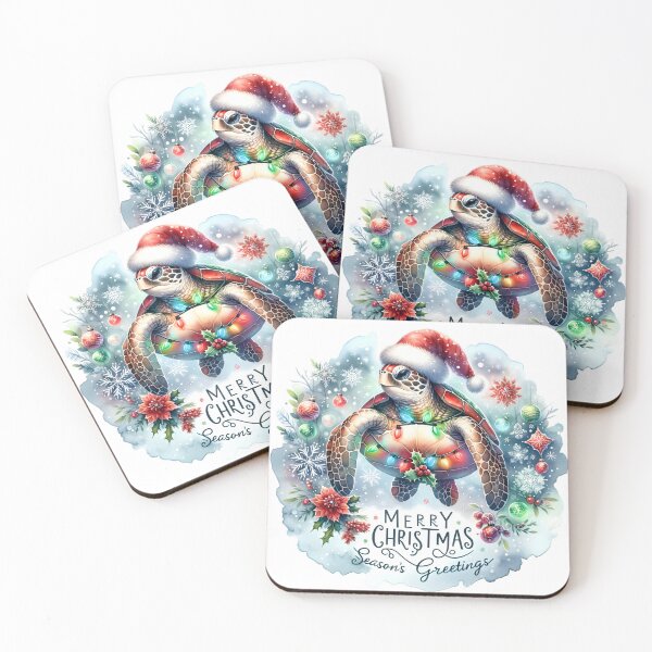 Item preview, Merry Christmas Sea Turtle T-Shirts, Sea Turtle Christmas, Santa Hat Watercolor Gift ,sea turtle water color, christmas Gift for Turtle Lovers, Sticker  turtle designed and sold by Netroder.