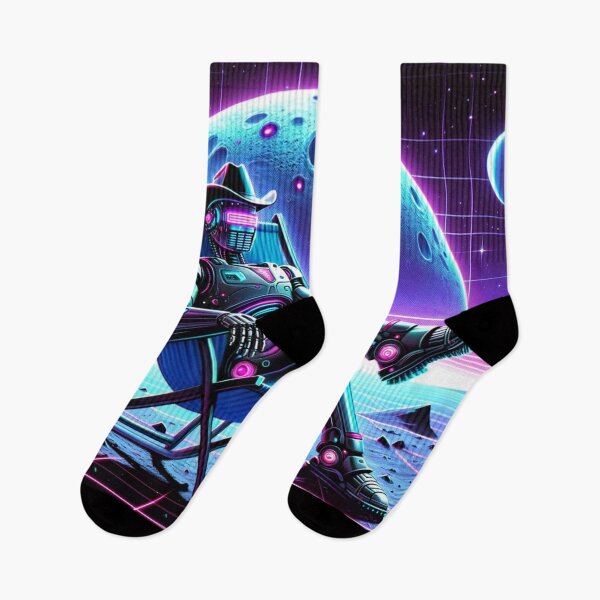 Item preview, Synthwave Robot Space Cowboy Lounging on the Moon designed and sold by Zestpond.
