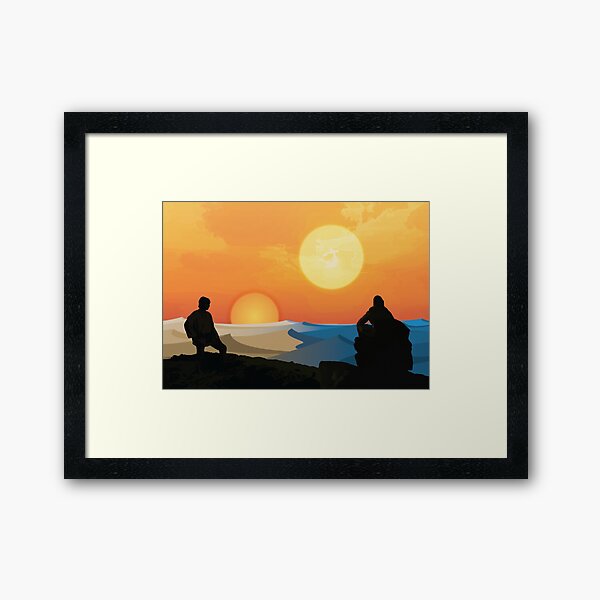 Hero's Journey: Binary Sunset Framed Art Print