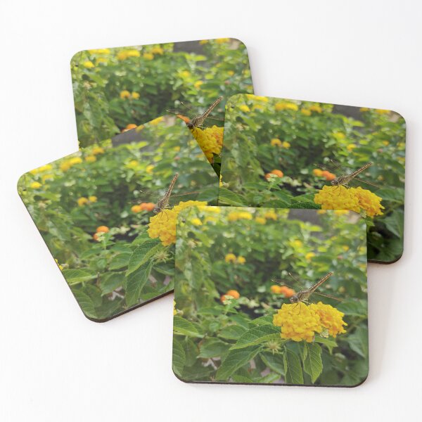 Item preview, Dragonfly On Yellow Lantana Flower designed and sold by iamantara.