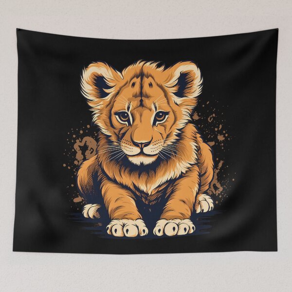 Item preview, Adorable little young kawaii lion cub illustration designed and sold by NBSStore.