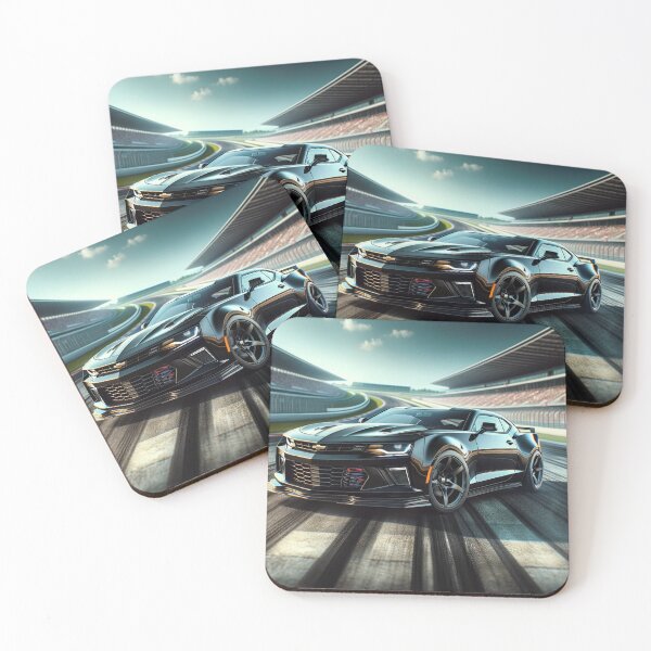 Item preview, Black Chevrolet Camaro at a Racetrack designed and sold by Zestpond.