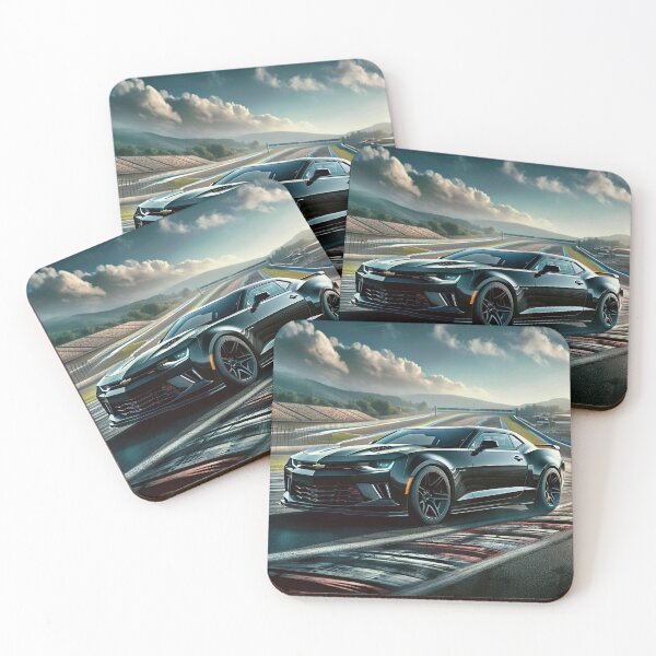 Item preview, Black Chevrolet Camaro at a Racetrack designed and sold by Zestpond.