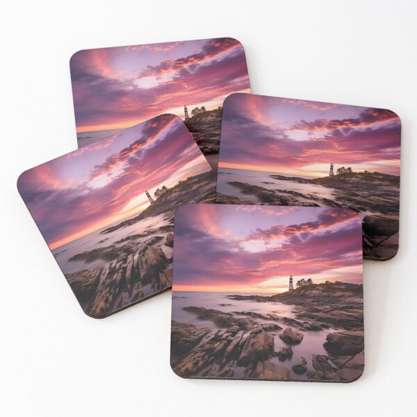 Item preview, Rocky beach at sunset in long exposure - Landscape photography designed and sold by TheArtistOf2022.