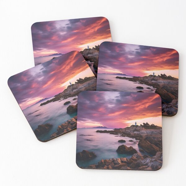 Item preview, Rocky beach at sunset in long exposure - Landscape photography designed and sold by TheArtistOf2022.