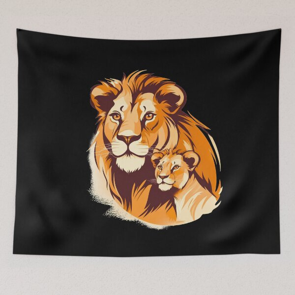 Item preview, Adorable little young kawaii lion cub with lion father illustration designed and sold by NBSStore.