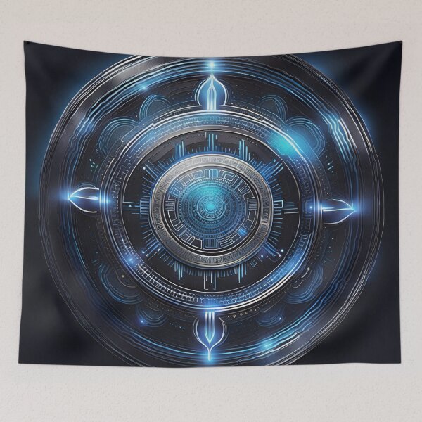 Item preview, Electric Blue Circuit Mandala Tech Art designed and sold by SpiritualManda.
