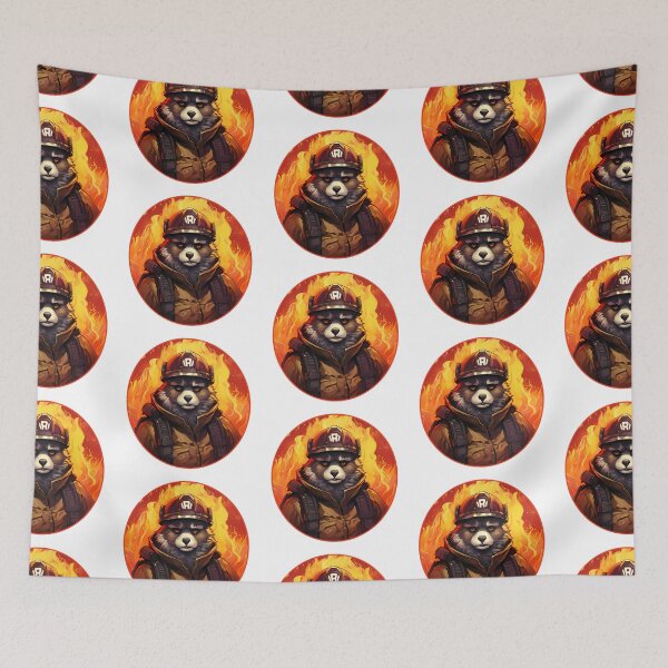 Item preview, Valiant Raccoon Firefighter - Inspirational Hero Art designed and sold by NovaGenArt.