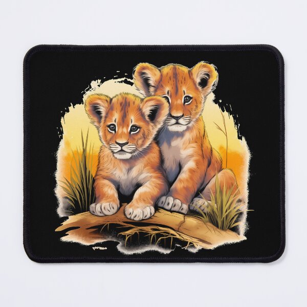 Item preview, Adorable little young lion cubs in savanna wilderness nature illustration designed and sold by NBSStore.