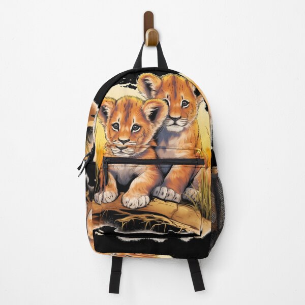 Item preview, Adorable little young lion cubs in savanna wilderness nature illustration designed and sold by NBSStore.