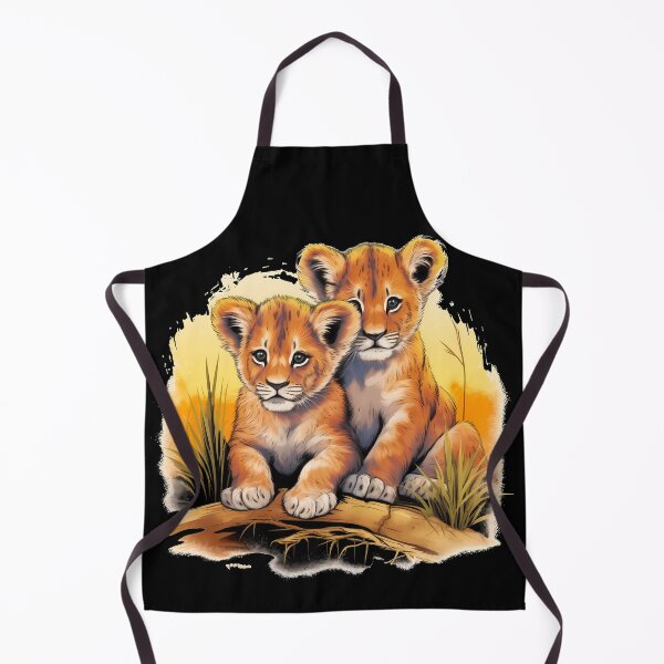 Item preview, Adorable little young lion cubs in savanna wilderness nature illustration designed and sold by NBSStore.