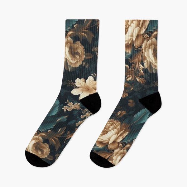 Item preview, Vintage Flowers Gold and Teal designed and sold by Blue-Banana.