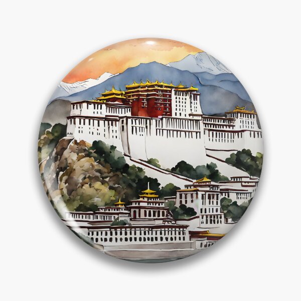 Item preview, Scenic Sunset at Potala Palace in Lhasa, Tibet - Watercolor Beauty designed and sold by LSVart.