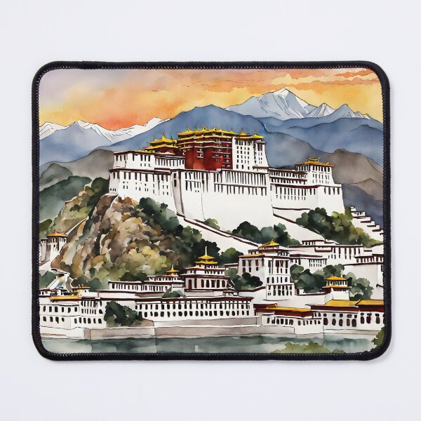 Item preview, Scenic Sunset at Potala Palace in Lhasa, Tibet - Watercolor Beauty designed and sold by LSVart.