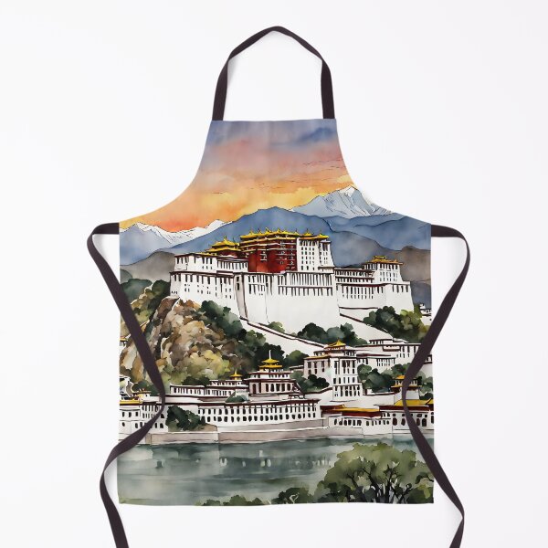 Item preview, Scenic Sunset at Potala Palace in Lhasa, Tibet - Watercolor Beauty designed and sold by LSVart.