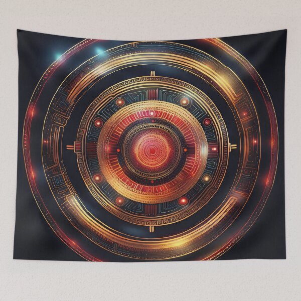 Item preview, Tech Circuit Mandala Futuristic Metallic Design designed and sold by SpiritualManda.