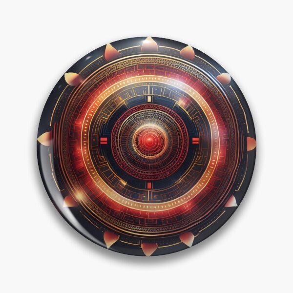 Item preview, Futuristic Tech Mandala in Gold & Red designed and sold by SpiritualManda.