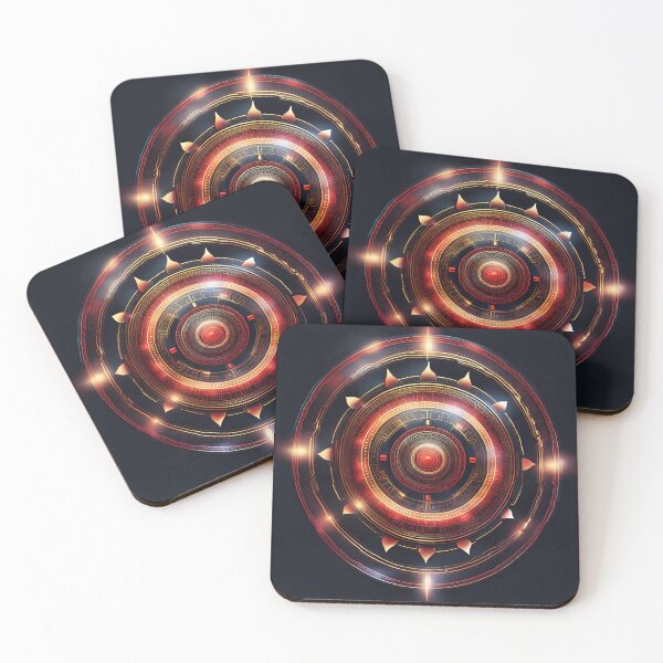 Item preview, Futuristic Tech Mandala in Gold & Red designed and sold by SpiritualManda.