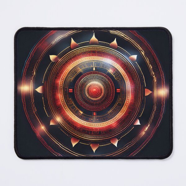 Item preview, Futuristic Tech Mandala in Gold & Red designed and sold by SpiritualManda.