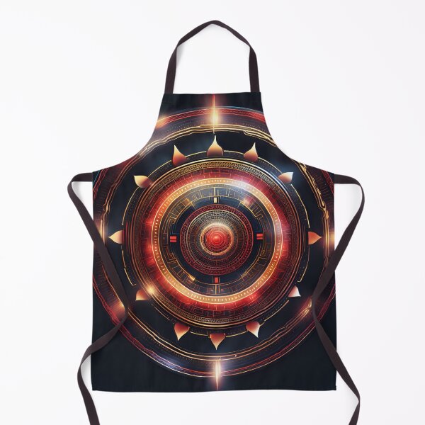 Item preview, Futuristic Tech Mandala in Gold & Red designed and sold by SpiritualManda.